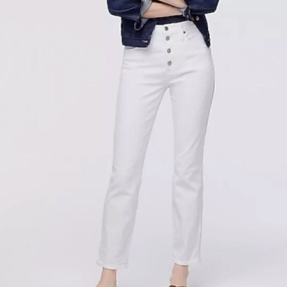 J. Crew 10" vintage Straight button fly white jeans size 33 NWT